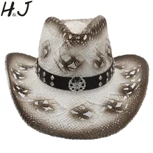 Для женщин Для мужчин ковбойские шляпа соломы ручной работы ткань леди джентльмен пляж солнце сомбреро Пастушка Hat Размеры 58 см A0076
