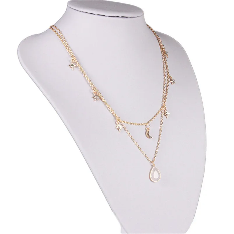 Fashion necklaces pendants for women Red Rose Honeybee Double-deck Necklace Pendant collares mujer Collier ras de cou A15#N (5)