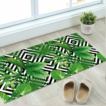 

Green Leaves 3D Waterproof Floor Stickers Removable Anti-slip Wall Stickers Art Mural Bathroom Living Bedroom Decor 60x120cm