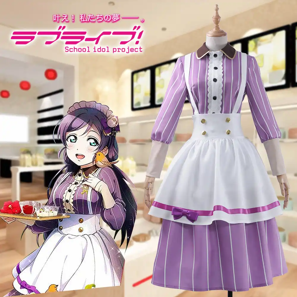ラブライブコスプレティーパーティー Unawakened 東上のぞみメイドコスプレ衣装カスタムラベンダースカートエプロンヘアピンストッキングヘアバンド Anime Costumes Aliexpress