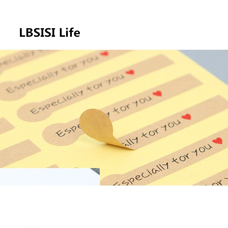 

LBSISI Life 120pcs Especially for you Kraft paper rectangle Paper Color Stickers Decoration Labels Seal Scrapbook DIY Gift Bag