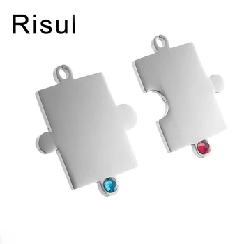 

100% Stainless Steel Blank Puzzles Tag Charm For Engraving Jigsaw Blank Metal Tags Mirror Polished Wholesale 12 pair