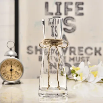 

Modern Jane European vase transparent glass Hemp rope bowknot hydroponic vases Fashionable living room dining table decoration