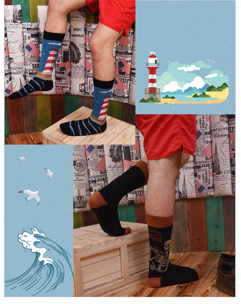 [WPLOIKJD] Новинка, забавные разноцветные Носки с рисунком, повседневные хлопковые носки, мужские нарядные свадебные носки, claetines Hombre Divertidos