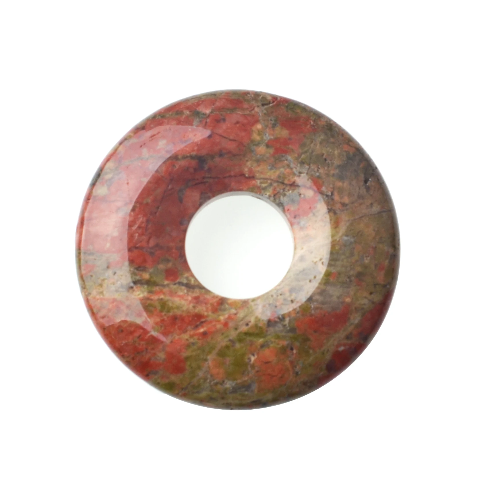 SEVENSTONE натуральный камень 40 мм кварц Пряжка пончик монета рейки исцеляющий кулон ожерелье подвески для мужчин Исцеление подвеска Рэйки для женщин - Окраска металла: Unakite