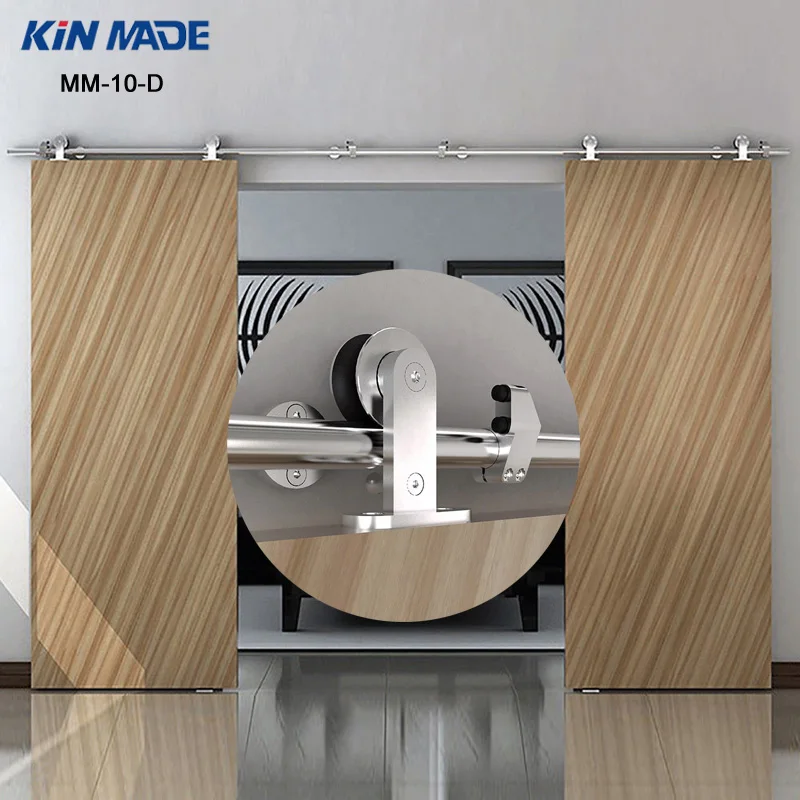 KIN MADE 10FT/13.1FT Double Sliding Barn door top mount stainless steel