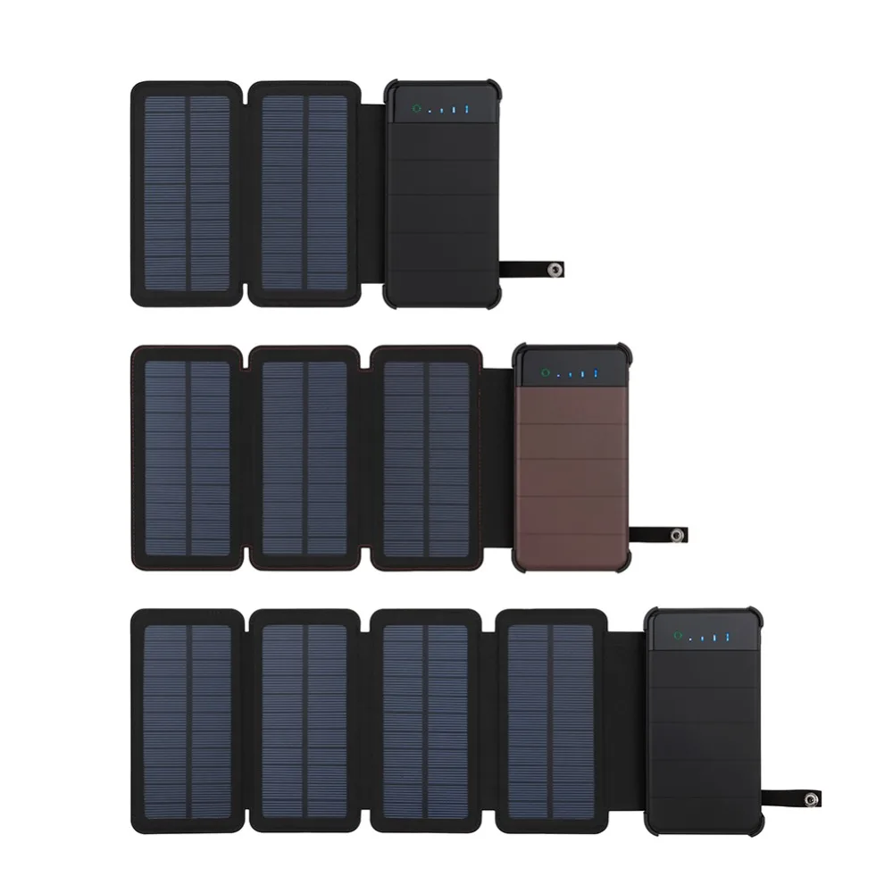  10000mAh Solar Panel Power Bank Portable Charger 2 USB Powerbank with SOS LED Light Phone Poverbank