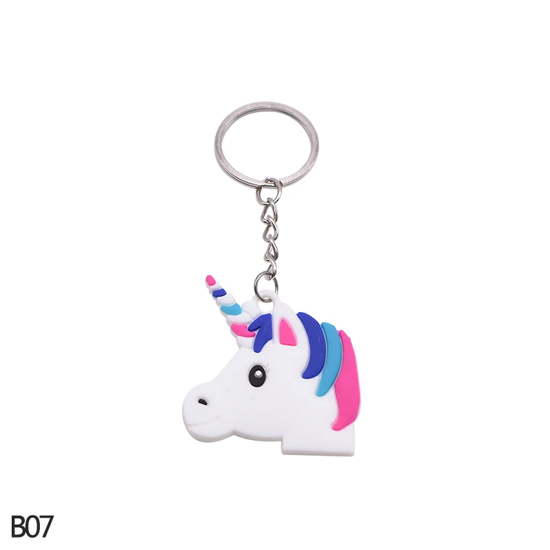 5/10pc Rainbow PVC Cute Animal Horse Unicorn Keychain Alloy Key Ring For Men Women Bag Phone Car Key Chian Decoration Gift Favor - Цвет: B07