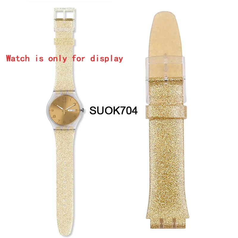 Силиконовый ремешок Мужские аксессуары для часов Пряжка 19 мм для Swatch SUOB704 SUOZ147SUOW701 спортивный водонепроницаемый ремешок для часов - Цвет ремешка: SUOK704