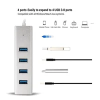מחשב נייד וגם הסלסילה העמוסה מיני אלומיניום USB 3.0 HUB 4 OTG ספק כוח פורט עם מיקרו- USB ממשק הפעלה למשך HUB USB נייד Tablet מחשב OTG (5)