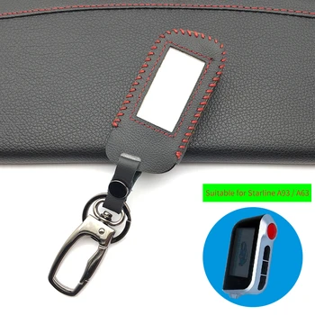 

Leather Key Case for Russian Version in Two-Way Car Alarm Remote Control LCD For Starline A93 / A63 Key Fob Cover remote control