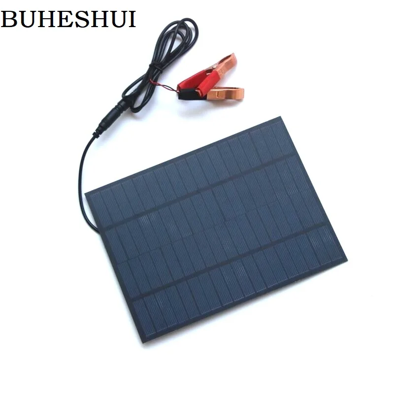 Buheshui 5 Вт 18 В солнечных батарей поликристаллический ПЭТ + eva Панели солнечные для зарядки 12 В Батарея Солнечный Зарядное устройство + DC 5521