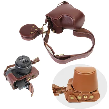

New Video Camera Case Bag For Canon EOS M6 EOSM6 15-45mm Lens Genuine Leather Cover Pouch With Strap Open Battery directly