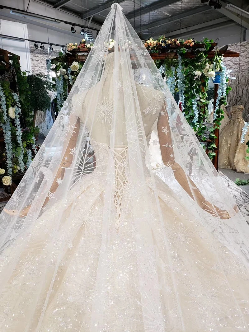 HTL388 boda special strapless wedding dress with wedding veil sleeveless sexy princess bridal dresses shiny robe de mariage 2019 (6)