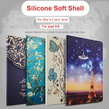 

Case For iPad 5 / 6 Smart Case Cover For iPad 9.7 2017 2018 Fashion Painted Flip PU Leather For iPad Air / Air 2 / Pro 9.7 +Gift