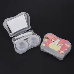 Портативный мультфильм милый кот шкатулка с зеркалом контактный объектив чехол для влюбленных подарок контактные линзы коробка