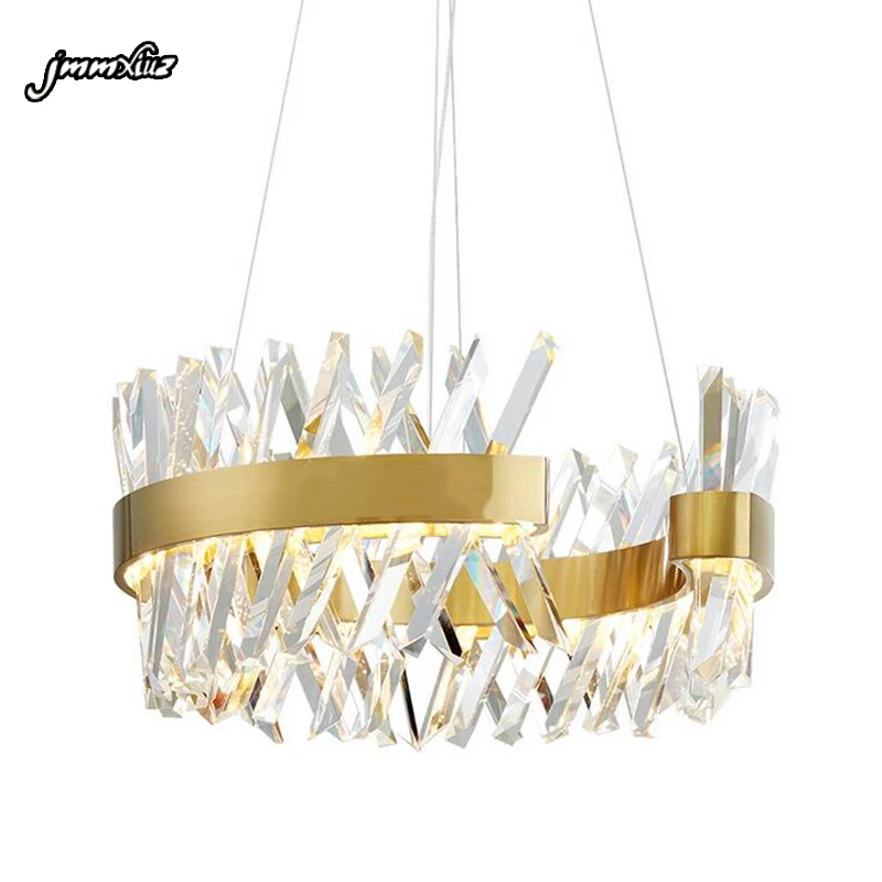 Jmmxiuz Роскошный Золотой светодиодный хрустальный люстра с необычными хрустальными люстрами роскошный светильник для гостиной