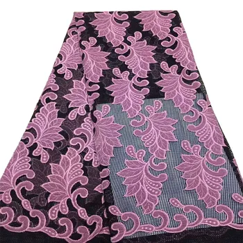 

Latest Nigerian Laces 2018 pink Lace Fabric High Quality French African Wedding Lace Tulle Mesh Lace Fabric H720-1