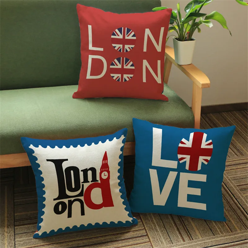 

London style letter and building throw pillow cushion cover case for sofa home bedroom office chair covers 45x45cm