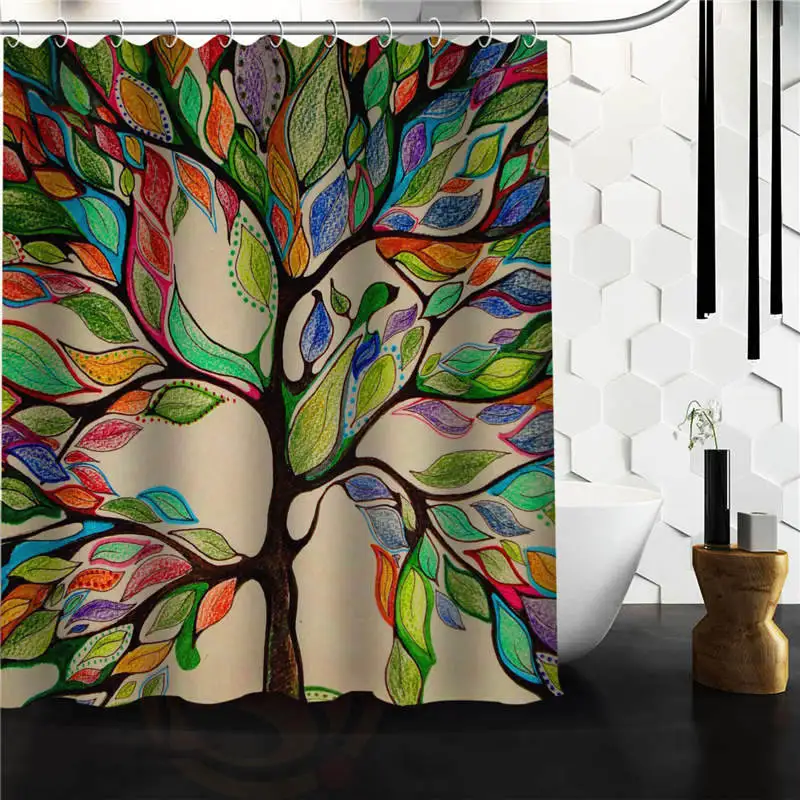 

Custom The tree of life Shower Curtain Bath Novelty Polyester Fabric Waterproof Curtain Hooks