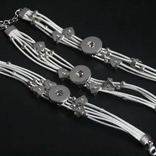 8 шт./лот Новое поступление многопрядный белый из натуральной коровьей кожи Застежка Браслета Ювелирные изделия Ювелирная кнопка для женщин