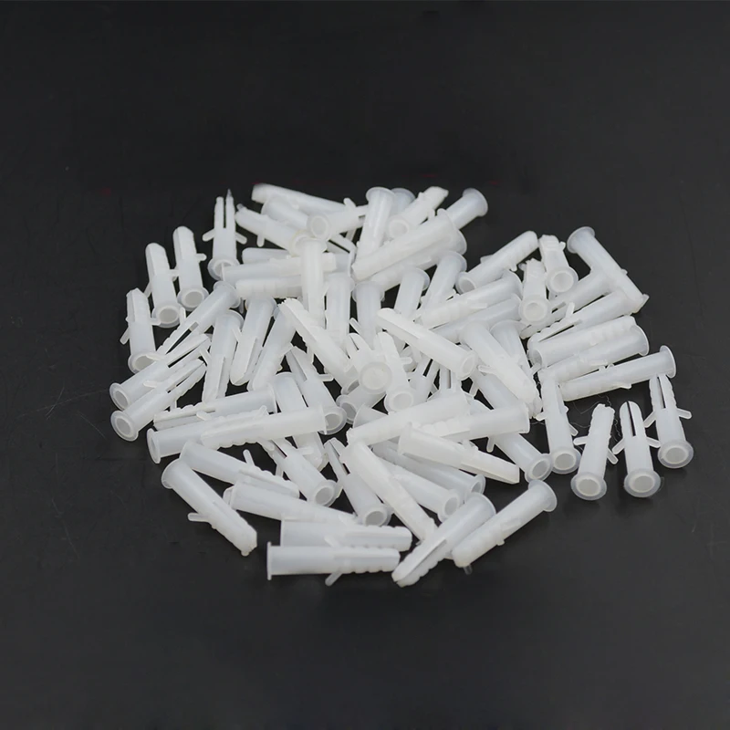 100pcs/lot White Plastic Expansion Sleeve,Nylon Screw Bolts, Plastic
