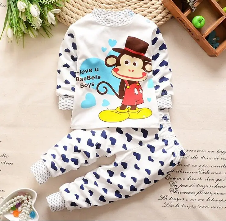 Toddler Baby Kid Girls Boys Solid T-shirt Tops Pants Pajamas Sleepwear Set 3M-8T