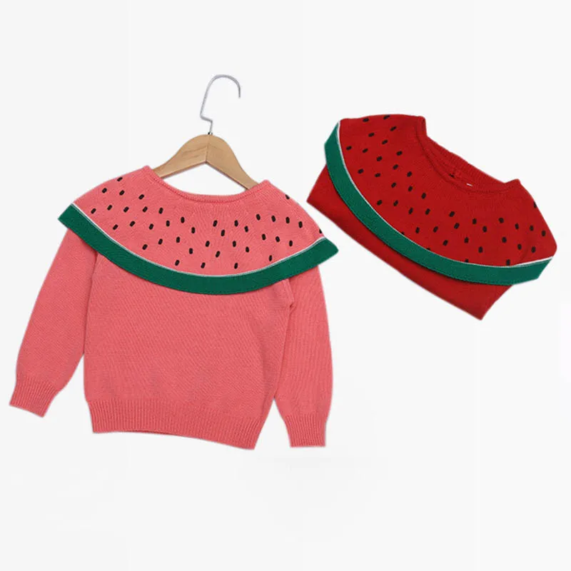

New 2019 Baby Girls Sweater Cotton Toddler Baby Girls Jumper Watermelon Children Cloak Kids Knitted Outerwear