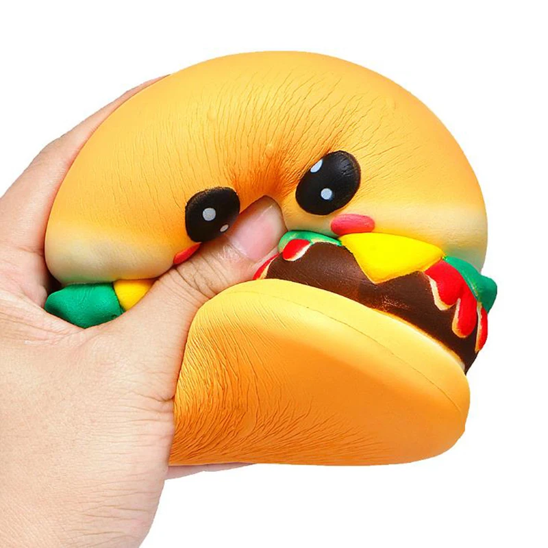 New  Jumbo Kawaii Burger Squishy Slow Rising Creative Cream Scent Soft Decompression Squeeze Toy Stress 