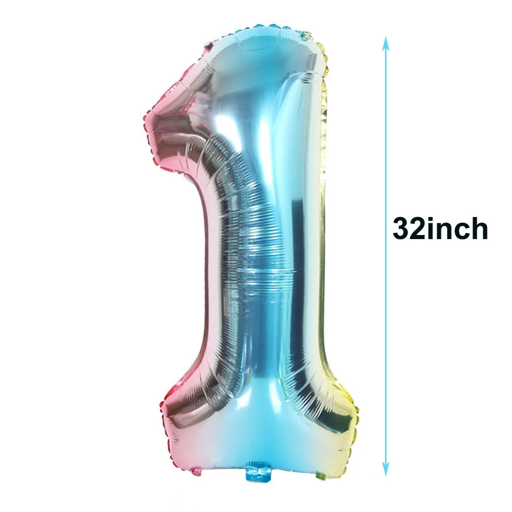 2 шт. 32 дюймов Радуга Количество воздушных шаров с Золотая Корона шары 0-9 День рождения для празднования первого дня рождения украшения Дети Globos