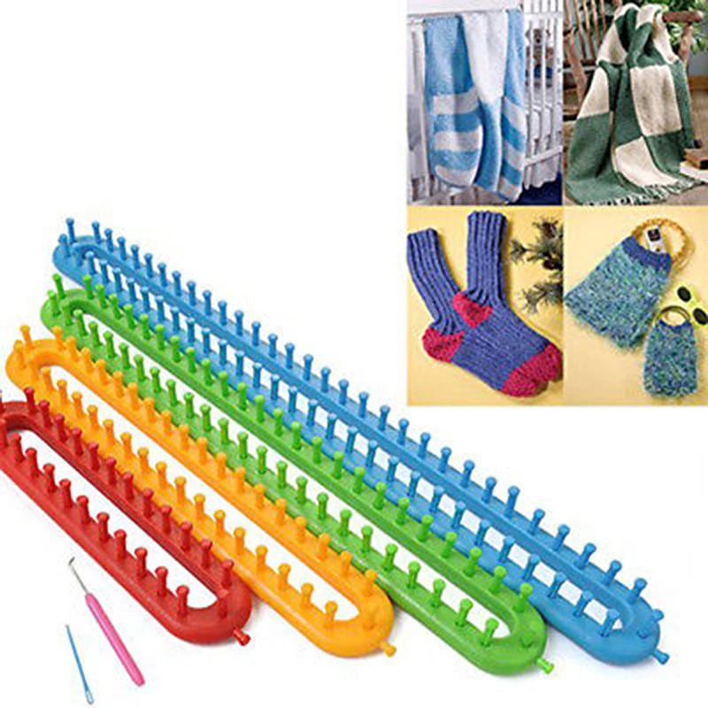 4 PCS Plastic Long Knitting Knitter Looms Set Craft Kit for DIY Scarf