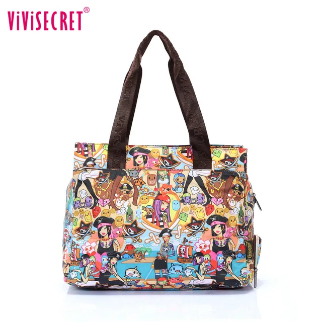 Women Summer Beach Bag Waterproof Nylon Zipper Handbag Shoulder Women Summer Beach Bag Waterproof Nylon Zipper Handbag Shoulder Travel Ping Bags Fl Flower Cartoon Printed