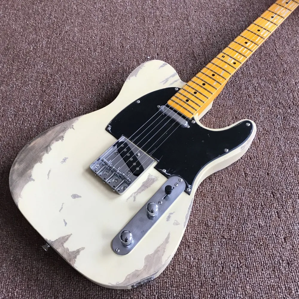 custom shop,classical TELE 6 Strings Maple fingerboard Electric Guitar,telecasterr gitaar relics by hands.cream color guitarra custom shop,classical TELE 6 Strings Maple fingerboard Electric Guitar,telecasterr gitaar relics by hands.cream color guitarra