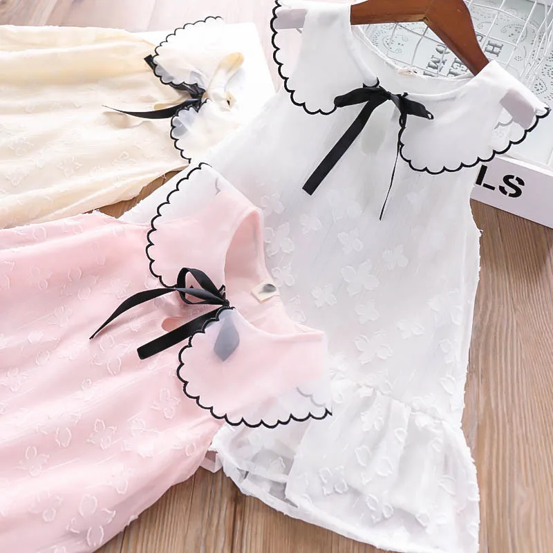 

Sweet Kids Floral Korean Fashion Ruffles Neckline Dress Pretty Girls Baby Princess Color Summer Dress Clothing
