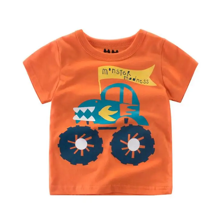 14 цветов, футболки для малышей, летняя футболка с короткими рукавами из хлопка, лучшая детская футболка Топы для детей, футболка для малышей мультяшная машина, грузовики, динозавр, лягушка - Цвет: 3