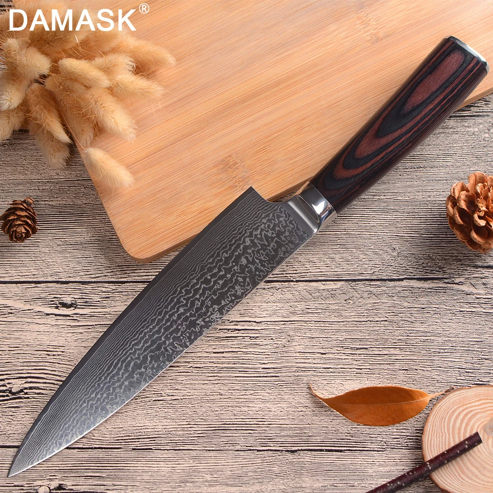 Дамасский нож для нарезки японской дамасской стали, кухонные ножи, острые суши ножи для резки мяса, профессиональные прочные кухонные инструменты