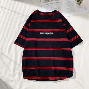 

2019 Spring And Summer New Chinese Style Men's Comfortable High-quality Sports Striped Cotton Loose Casual Large Size T-shirt
