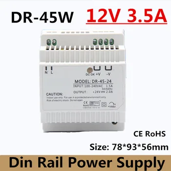 

DR-45-12 45W Din Rail mounted Power Supply Transformer 110V 220V AC to DC 12V 3.5A 45W Output fuente de alimentacion 12v