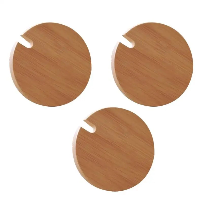 3pcs/lot Cup Lids Dust Proof Wooden Easy to Clean Drink Cup Lids Hot Cup Lids Mug Cover with