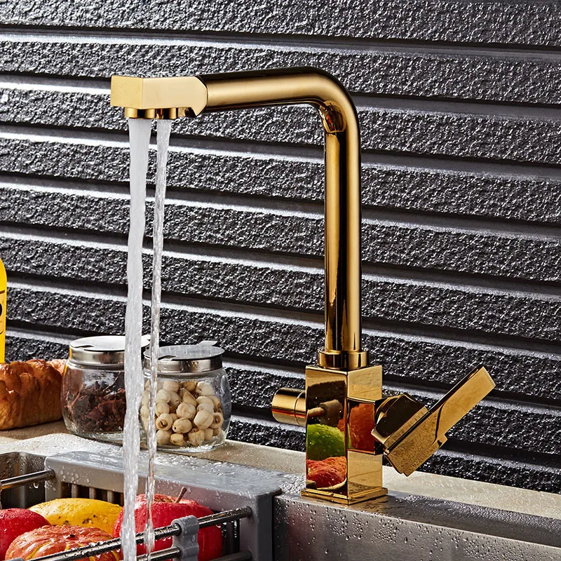 Filter Kitchen Faucet Drinking Water Hot & cold Brass Pure Water Sink Deck Mounted Dual Function 3 Way Water Filter Mixer Tap