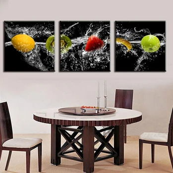 

New Modern 3 Pieces Painting On Canvas Delicious fresh fruit Dining Room decoration oil painting pictures decor