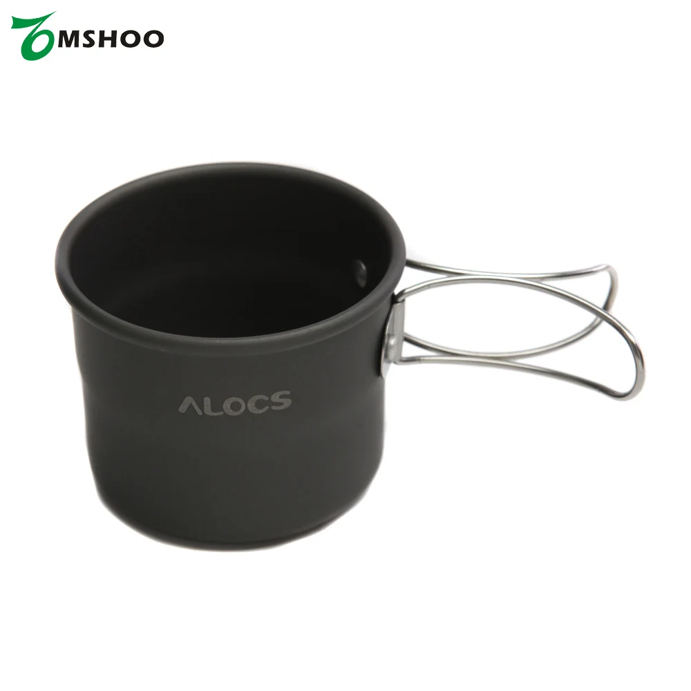 

1pcs Alocs 150ml Portable Outdoor Camping Drinkware Cups Aluminum Oxide Water Cup With Foldable Handles Water Bottles TW-402