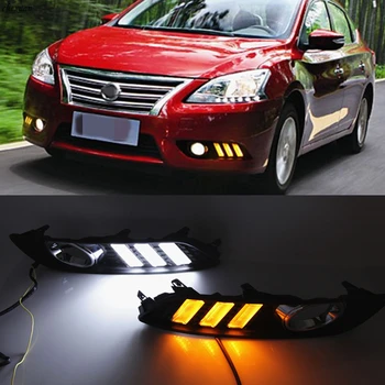 

CSCSNL 1 set ABS LED DRL Daytime Running Lights Daylight With turnning yellow signal For Nissan Sylphy Sentra 2013 2014 2015