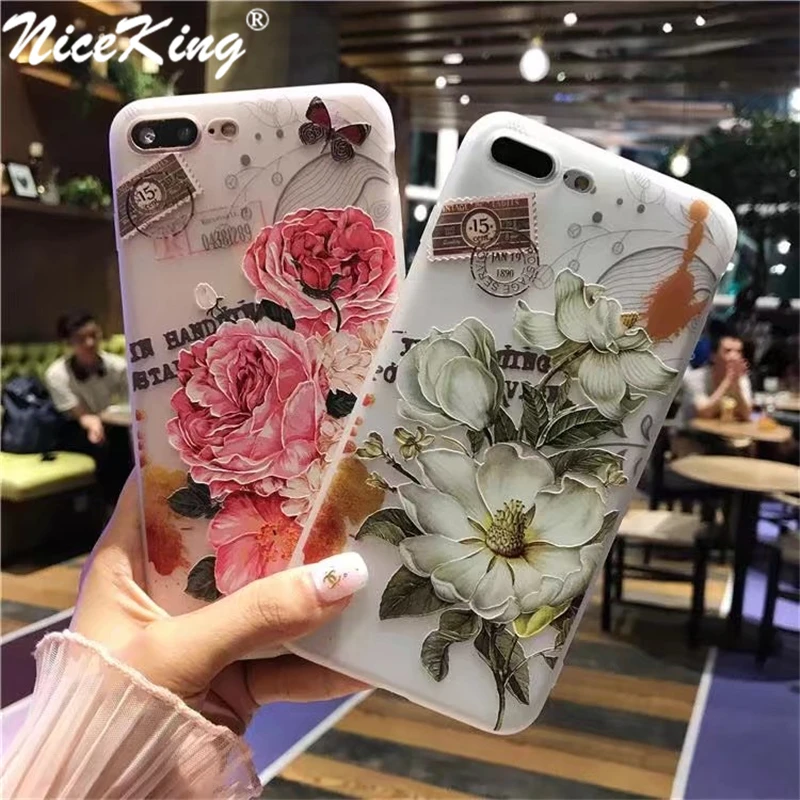 

sFor iPhone 6 Case 6S 7 8 Plus Case Silicone NiceKing Cute Cartoon Matte TPU Back Cover Relief Phone Cases For iPhone 8 7 6 6S