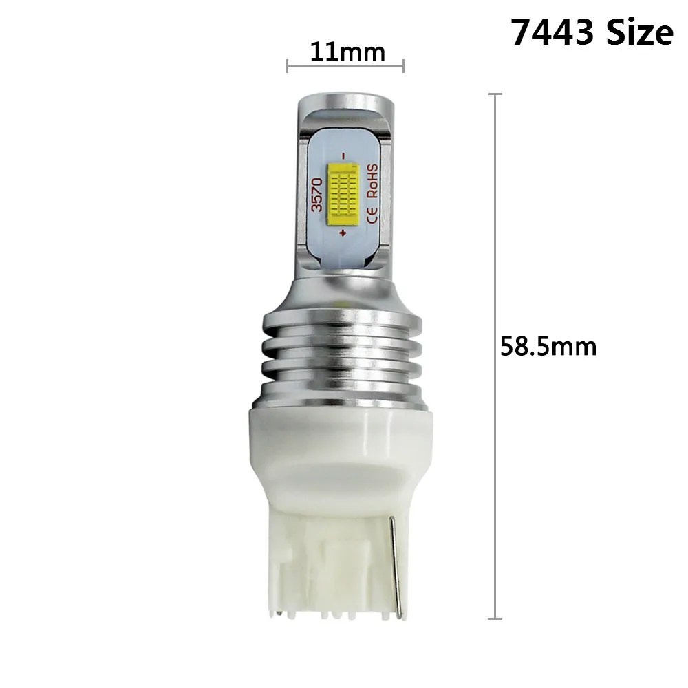CJXMX 2 шт. 1600LM 80 Вт супер яркий 1156 P21W BA15S светодиодный автомобильный светильник s 7440 7443 автомобильный тормоз обратного светильник 12V светодиодные лампы сигнала поворота 6500K - Испускаемый цвет: 7443