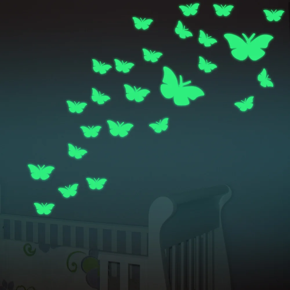 

Luminous wall stick Three-dimensional creative glow fluorescent butterfly