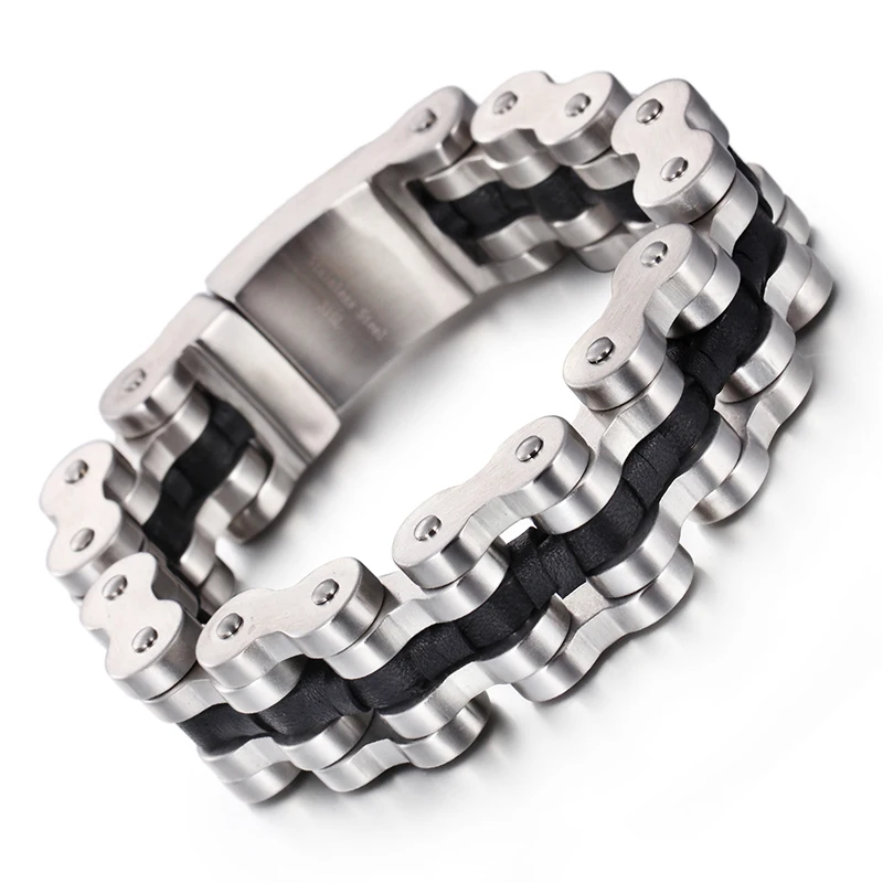Heavy Biker Motorcycle Bracelet Mens Sport Wristband Black 316L