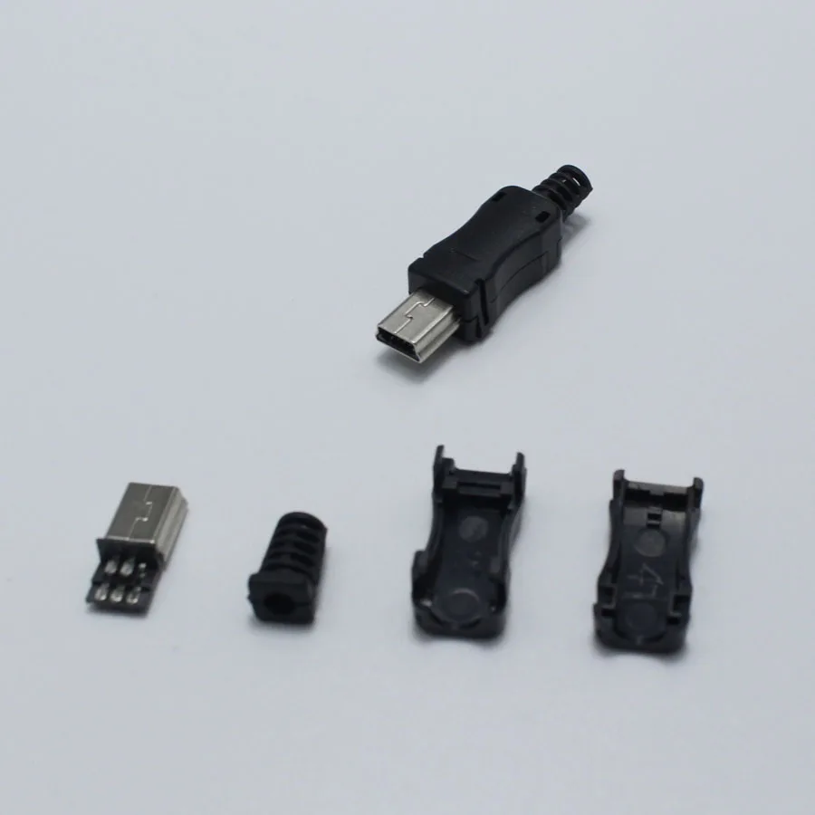 10 шт. DIY OTG мини Тип B USB 5Pin сварки штекер разъем 4 в 1 разъем адаптер Черный