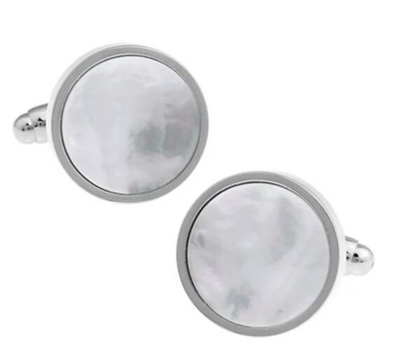

Free Shipping Shell Cufflinks White Fashion Round Shell Design Natural Shell Decoration Gift For Men Cuff Links Wholesale&retail