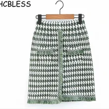 HCBLESS Новые Модные осенние классические маленькие юбки с кисточками Женские клетчатые юбки милые женские юбки